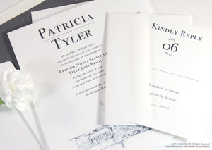 Washington DC Memorials Wedding Invitations Package (Sold in Sets of 10 Invitations, RSVP Cards + Envelopes)