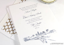 Load image into Gallery viewer, Austin Skyline Wedding Invitations Package (Sold in Sets of 10 Invitations, RSVP Cards + Envelopes)
