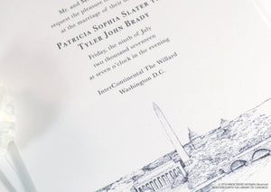 Washington DC Memorials Wedding Invitations Package (Sold in Sets of 10 Invitations, RSVP Cards + Envelopes)