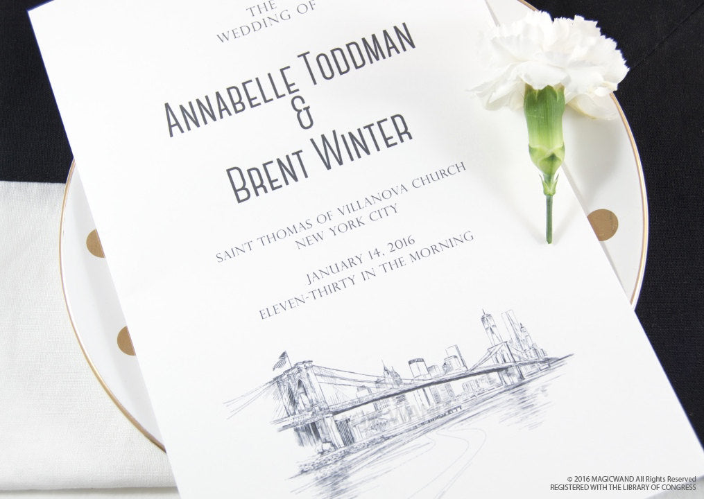 New York Skyline Wedding Programs (set of 25 cards)