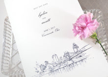 Load image into Gallery viewer, Cincinnati Skyline Wedding Programs (set of 25 cards)
