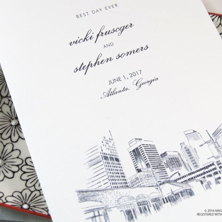 Atlanta Skyline Wedding Programs (set of 25 cards)