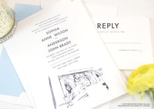 Load image into Gallery viewer, New York City Library Hand Drawn Wedding Invitations Package (Sold in Sets of 10 Invitations, RSVP Cards + Envelopes)
