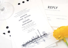 Load image into Gallery viewer, Galveston, Texas Skyline Wedding Invitations Package (Sold in Sets of 10 Invitations, RSVP Cards + Envelopes)
