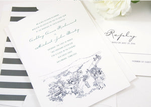 Gatlinburg, Tennessee Skyline Wedding Invitations Package (Sold in Sets of 10 Invitations, RSVP Cards + Envelopes)