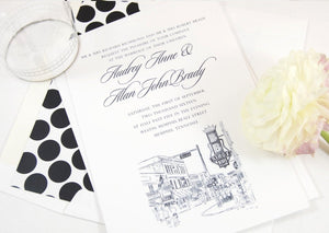 Beale Street, Memphis Skyline Wedding Invitation Package (Sold in Sets of 10 Invitations, RSVP Cards + Envelopes)
