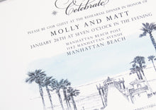 Load image into Gallery viewer, Manhattan Beach Skyline Rehearsal Dinner Invitations (set of 25 cards)
