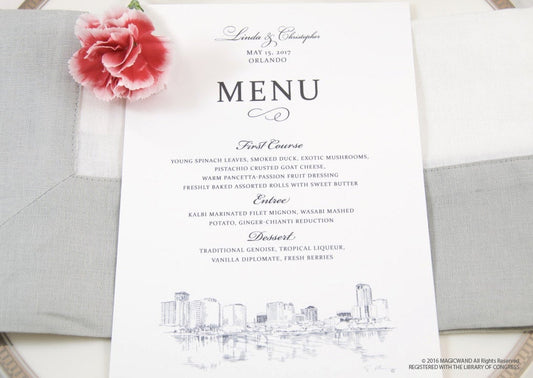 Orlando Skyline Dinner Menus (Sold in sets of 25)