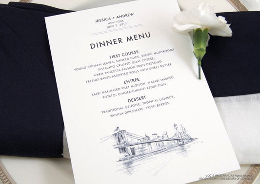 New York Skyline Dinner Menus (Sold in sets of 25)