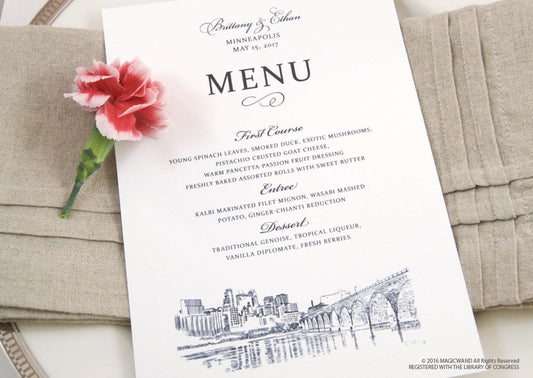 Minneapolis Skyline Dinner Menus (Sold in sets of 25)