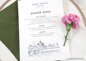 Indianapolis Skyline Dinner Menus (Sold in sets of 25)