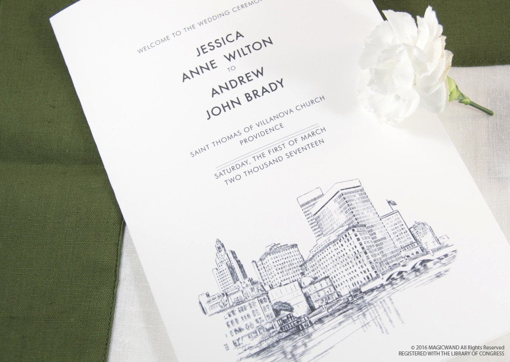 Providence Skyline Wedding Programs (set of 25 cards)