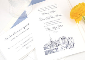 New York City Empire State Building Hand Drawn Wedding Invitation Package (Sold in Sets of 10 Invitations, RSVP Cards + Envelopes)
