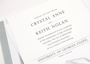 University of Georgia Chapel Hand Drawn Wedding Invitations Package (Sold in Sets of 10 Invitations, RSVP Cards + Envelopes)