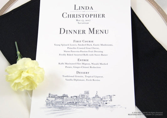 Savannah Skyline Dinner Menus (Sold in sets of 25)